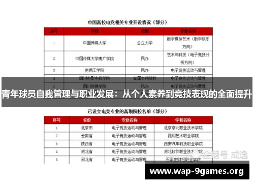青年球员自我管理与职业发展：从个人素养到竞技表现的全面提升