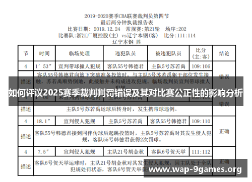 如何评议2025赛季裁判判罚错误及其对比赛公正性的影响分析